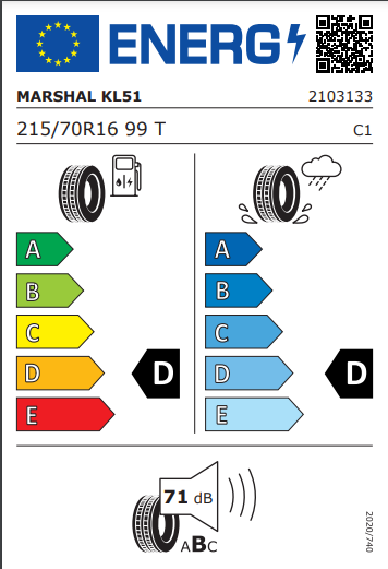 Marshal 215 70 16 99T Road Venture APT KL51 tyre