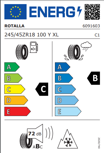 Rotalla 245 45 18 100Y RA03 tyre