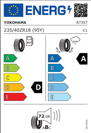 Yokohama 235 40 18 95Y BluEarth E70CZ tyre